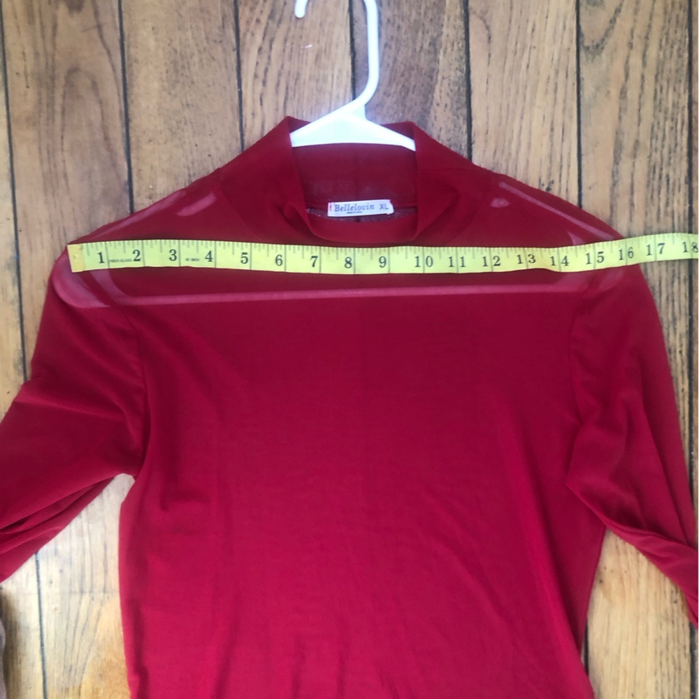 Red Sheer Long Sleeve Top - Picture 4 of 5